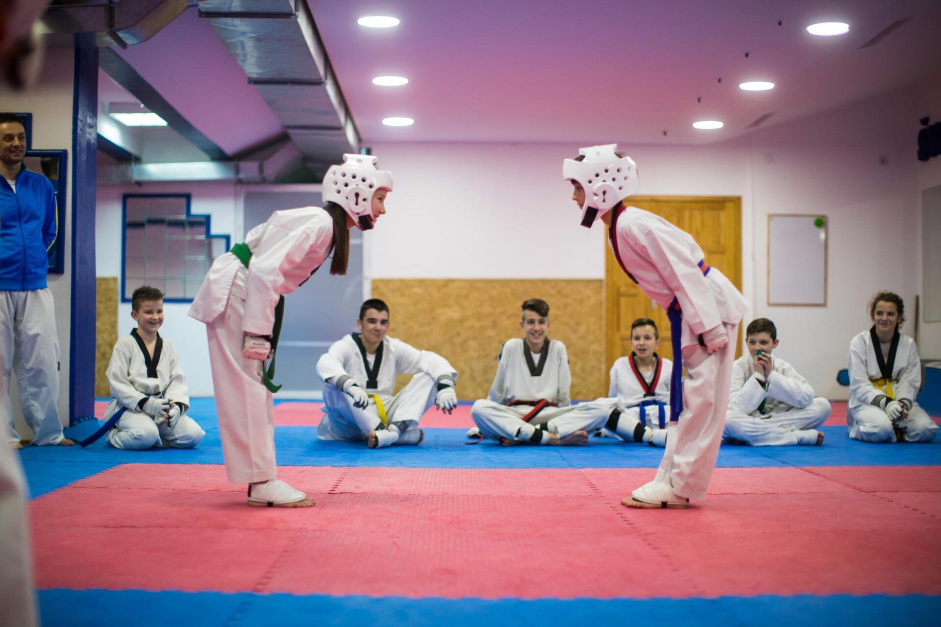 People practicing karate