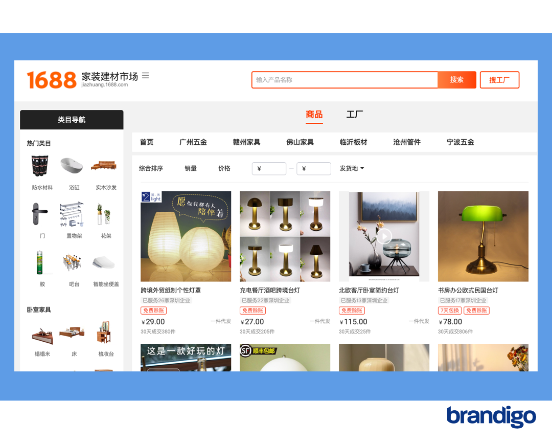 A screenshot of a website that says brandigo on the bottom