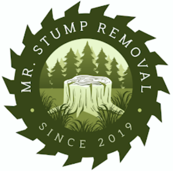 A logo for a company called Mr. Stump Removal A logo for a company called Mr. Stump Removal