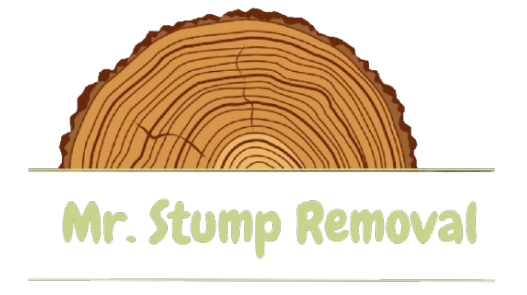 A logo for a company called Mr. Stump Removal A logo for a company called Mr. Stump Removal