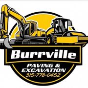 Burrville Paving & Excavation logo with yellow excavators and black text on a yellow circle