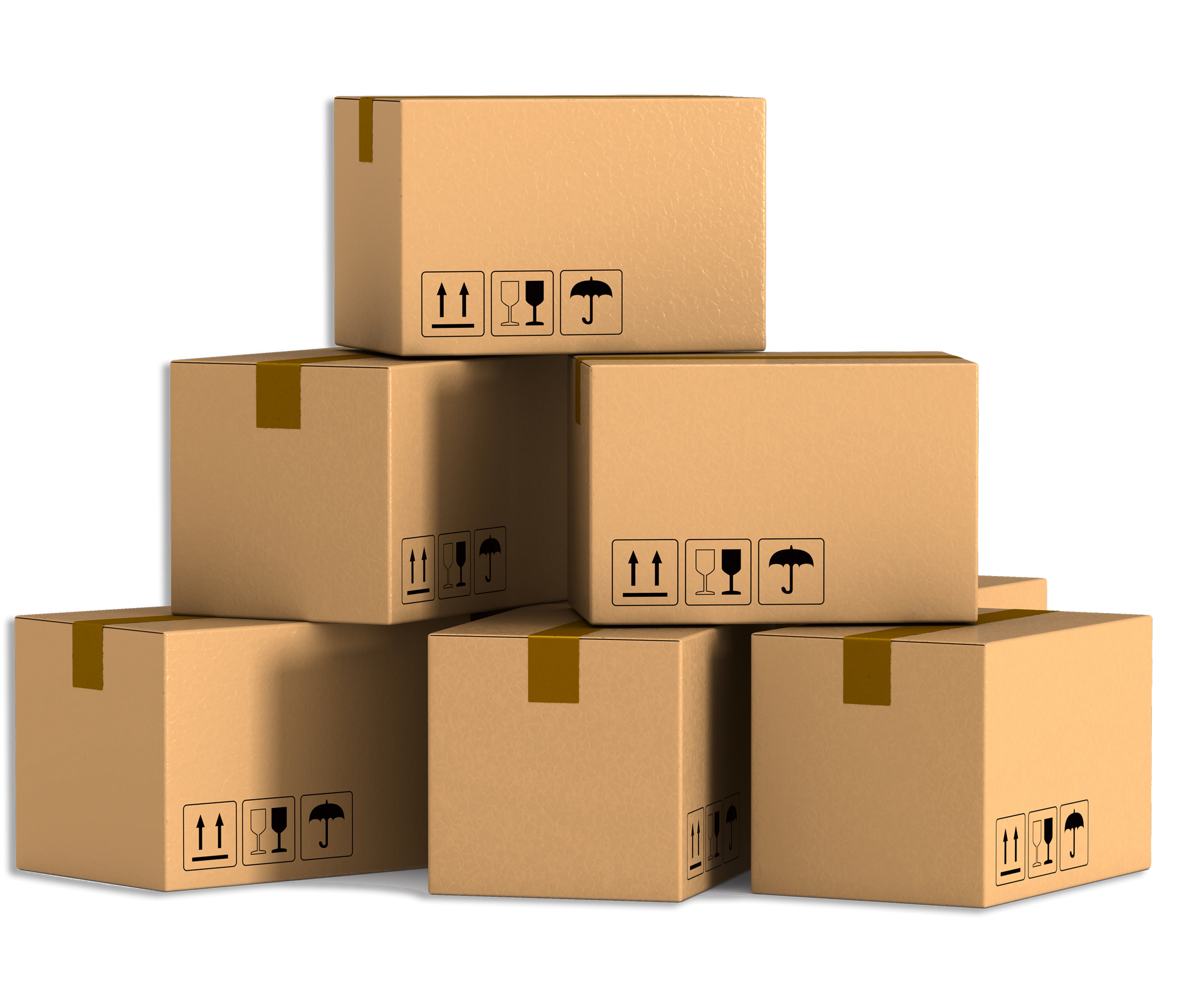 Stacked cardboard shipping boxes on a white background Stacked cardboard shipping boxes on a white background