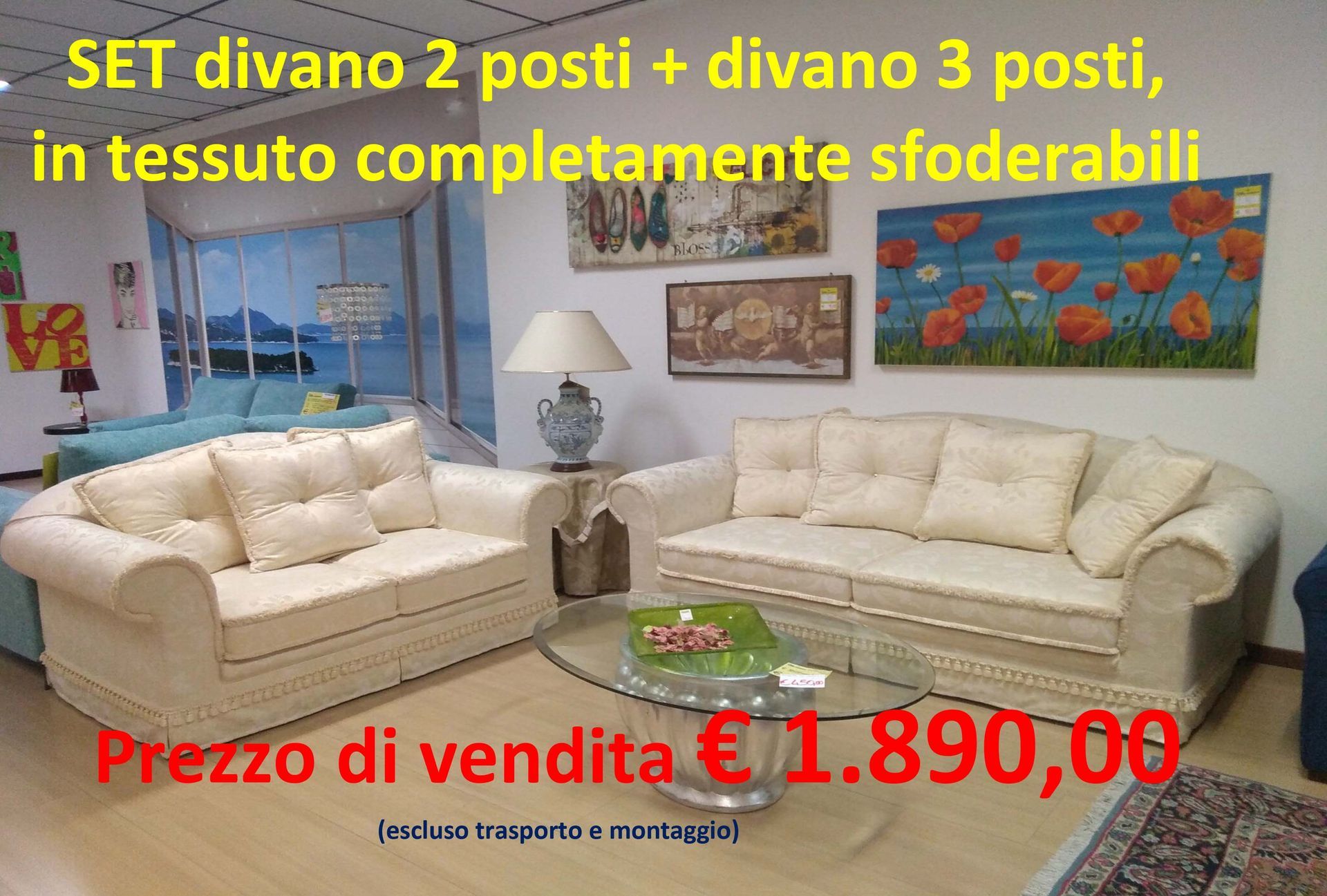 Due divani beige (2 e 3 posti) in vendita a € 1.890.