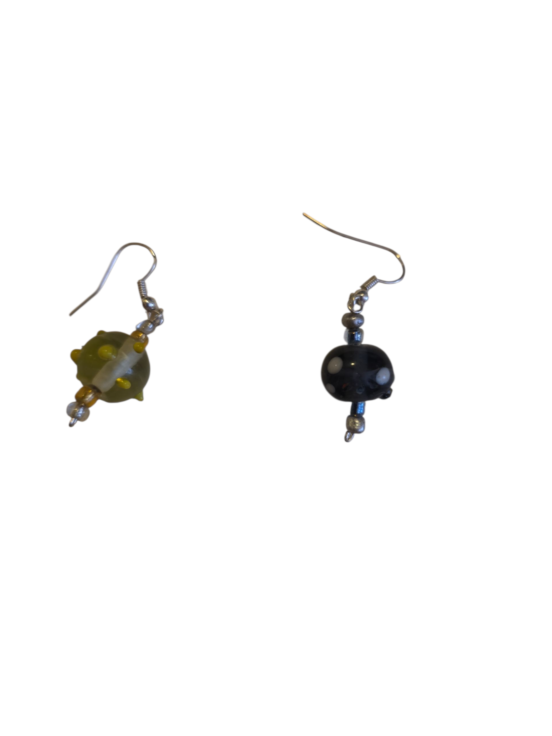 White Spotted Black and Clear earrings