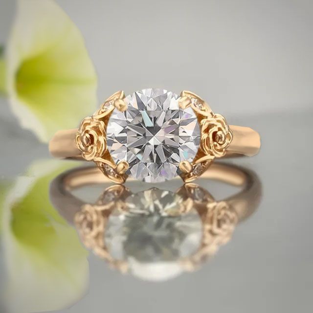 A gold ring with a diamond in the center