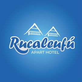 logo en azul y blanco con montañas y apartamentos
