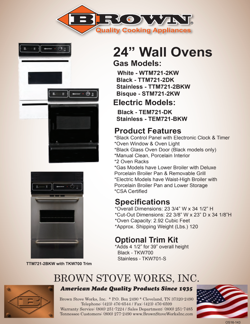 Wall Ovens Brown Stove Works, Inc.