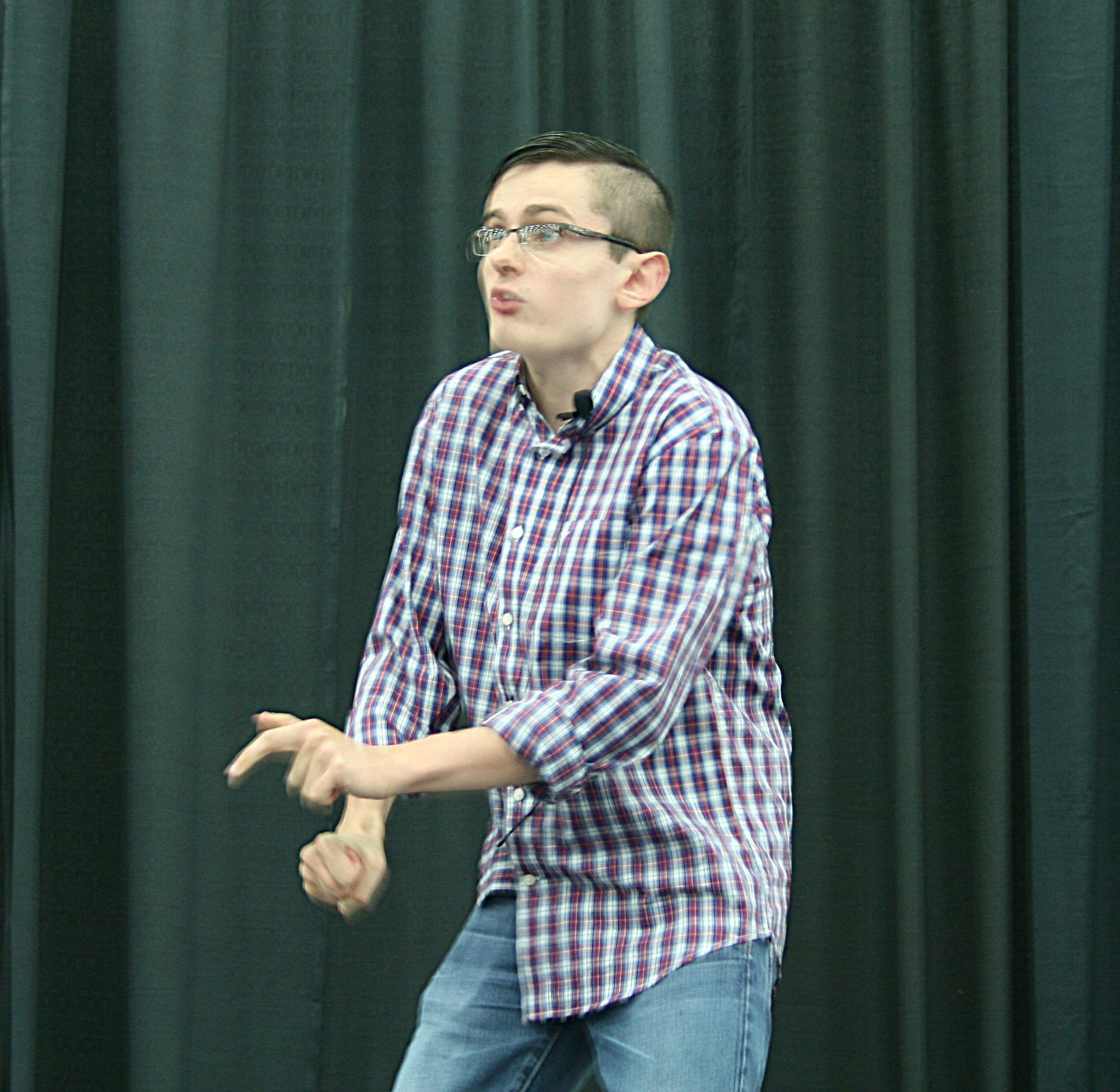 Young man telling at State Fair
