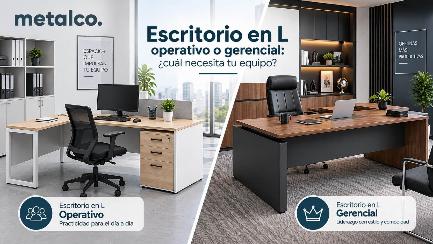 Escritorio en L Operativo vs. Gerencial