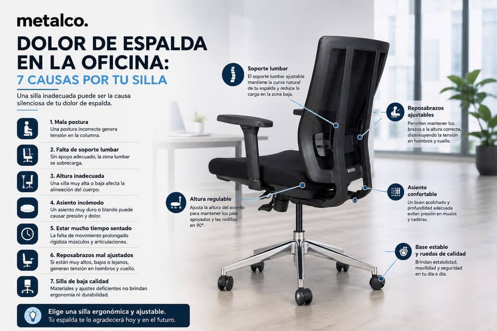 Dolor de espalda en la oficina: 7 causas por tu silla