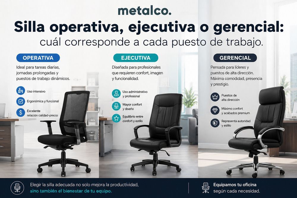 Silla operativa, ejecutiva o gerencial: cuál corresponde a cada puesto de trabajo