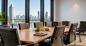 Modern KMB Legal conference room overlooking the Gold Coast skyline