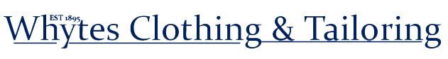 Whytes Clothing & Tailoring logo in blue text on white background