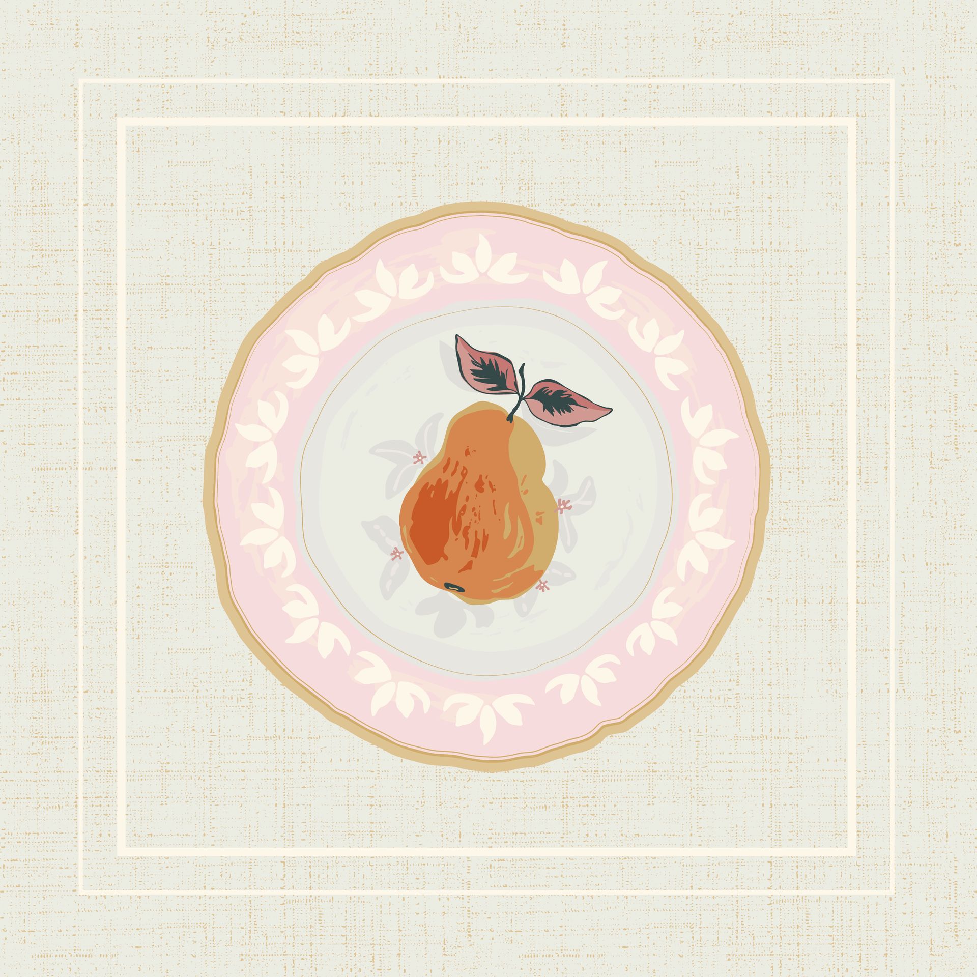 Pear Plate canvas pattern in autumn