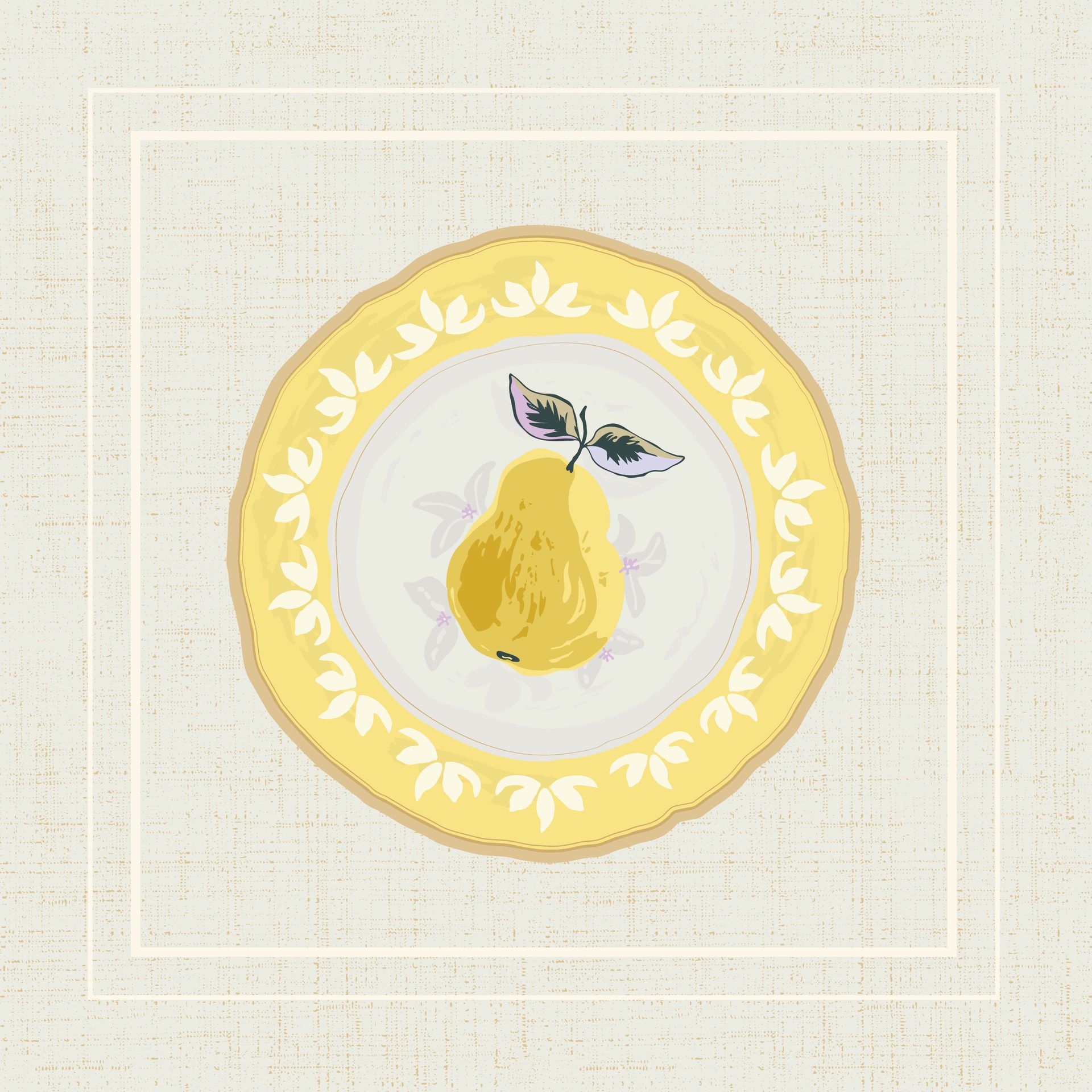 Pear Plate canvas pattern in harvest