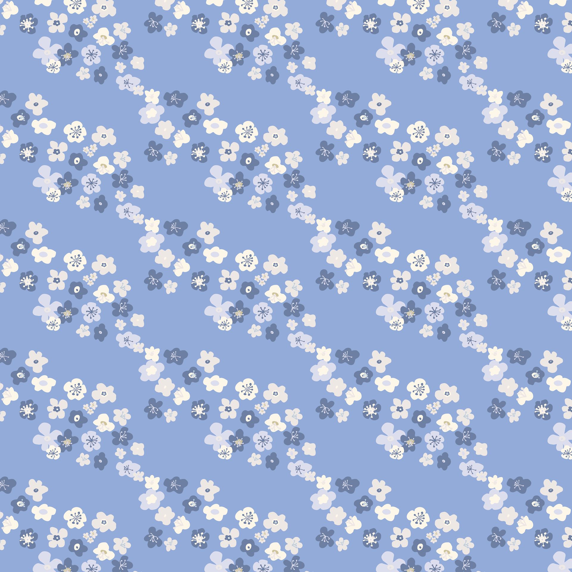It is a seamless pattern with small flowers on a blue background.