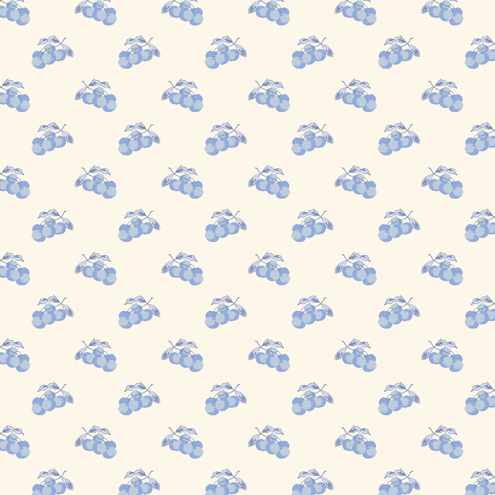 A seamless pattern of crabapples on a cream background in Ice Out colorway.
