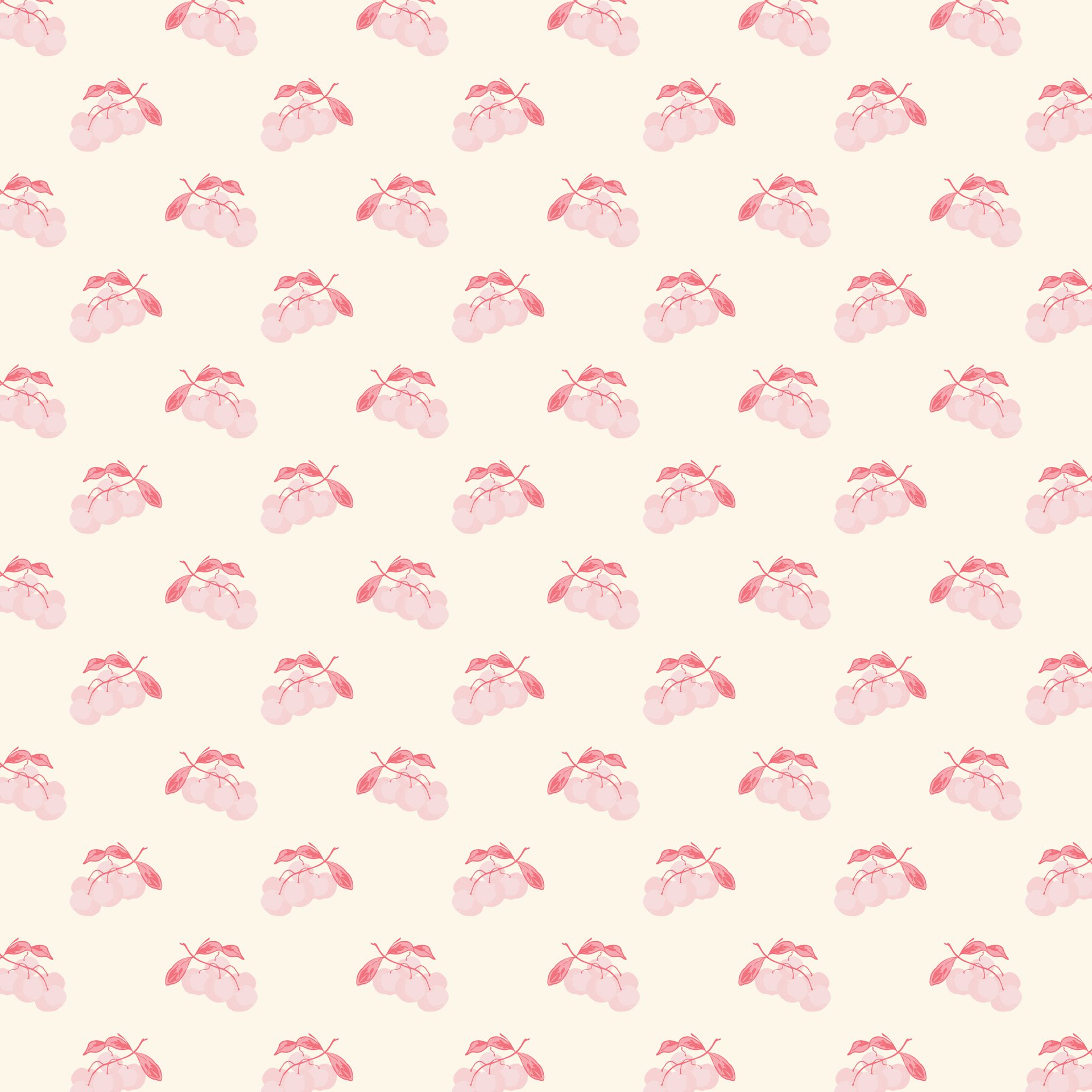 A seamless pattern of pink crabapples on a cream background