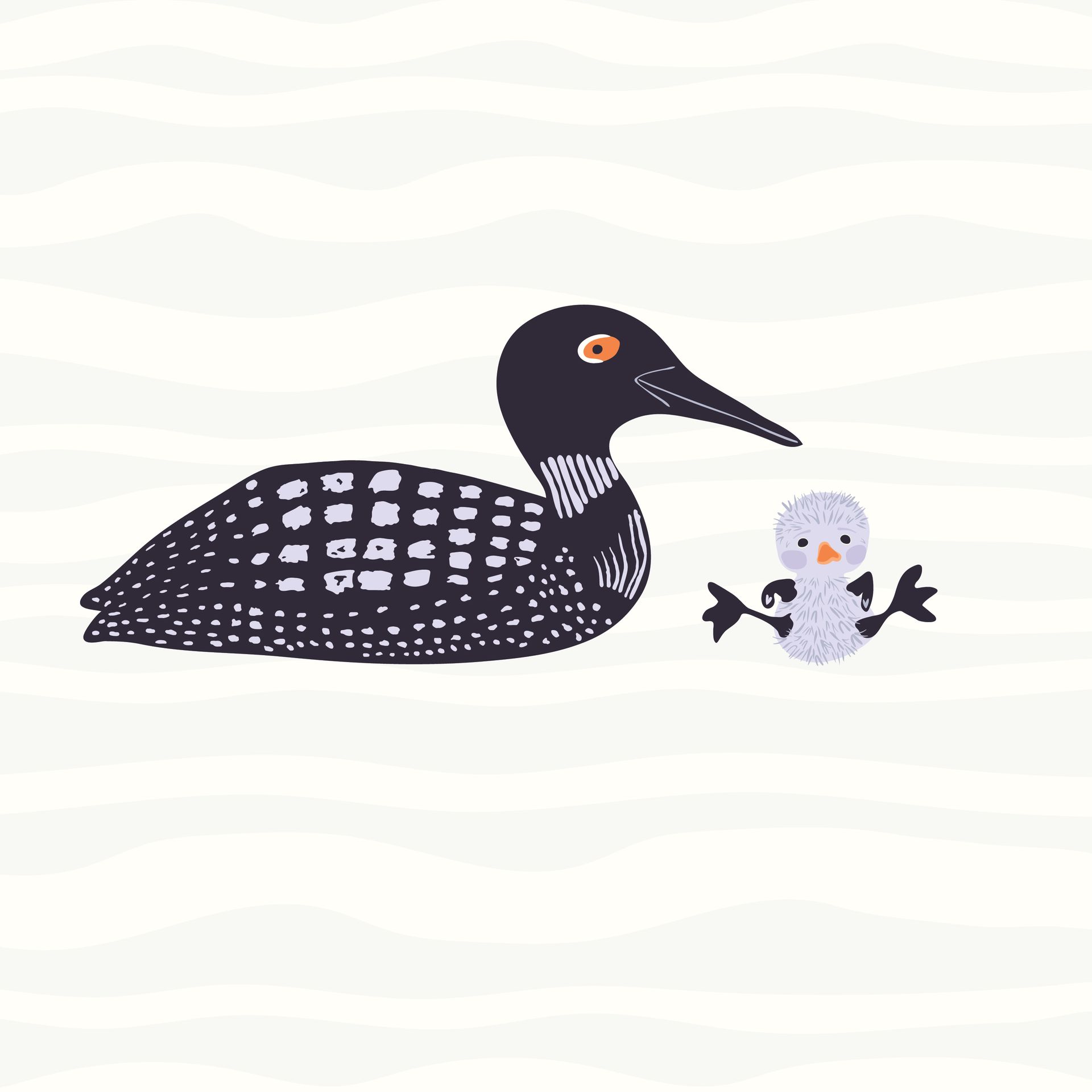 Loon + Chick pattern in dawn