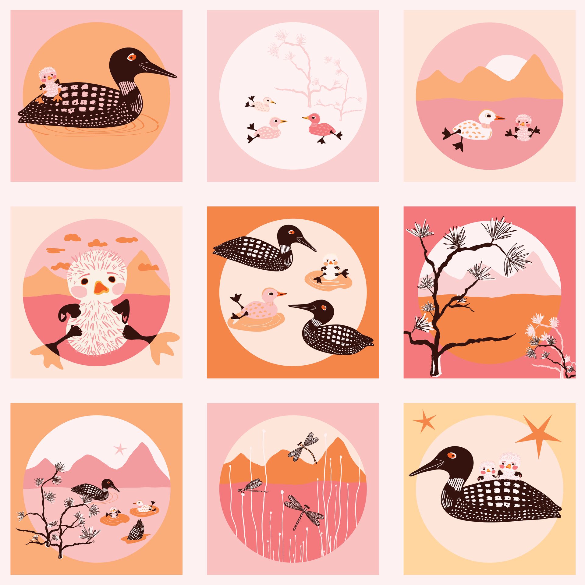 Loon Island pattern in sunset