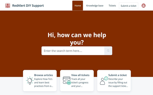 Red Alert DIY support portal page