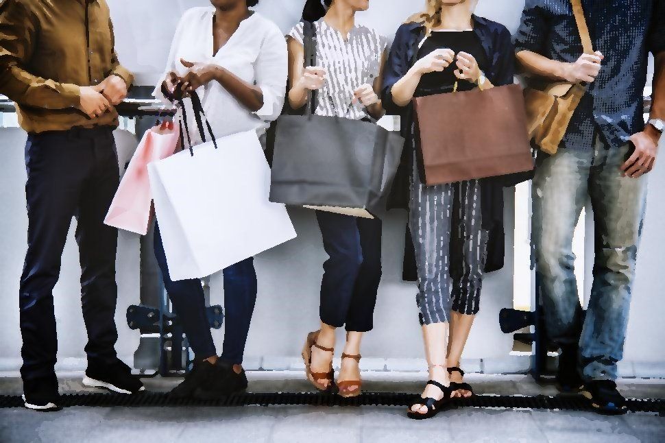 shoppers with their bags full