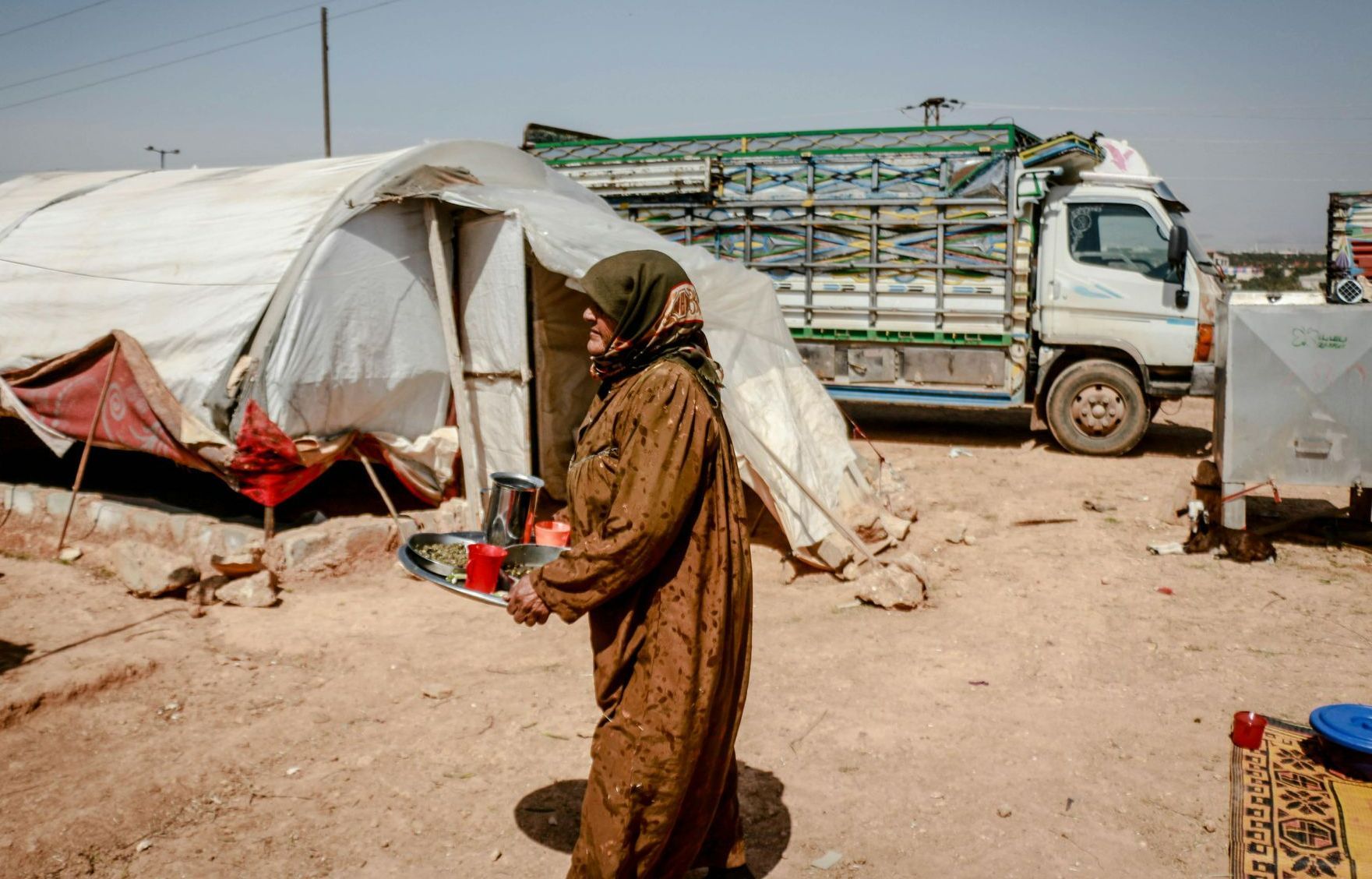 Woman in middle east refugee camp