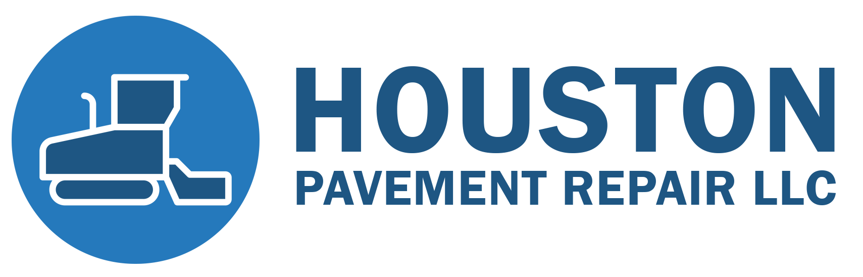Logo: Blue circle with asphalt machine and text "Houston Pavement Repair LLC."
