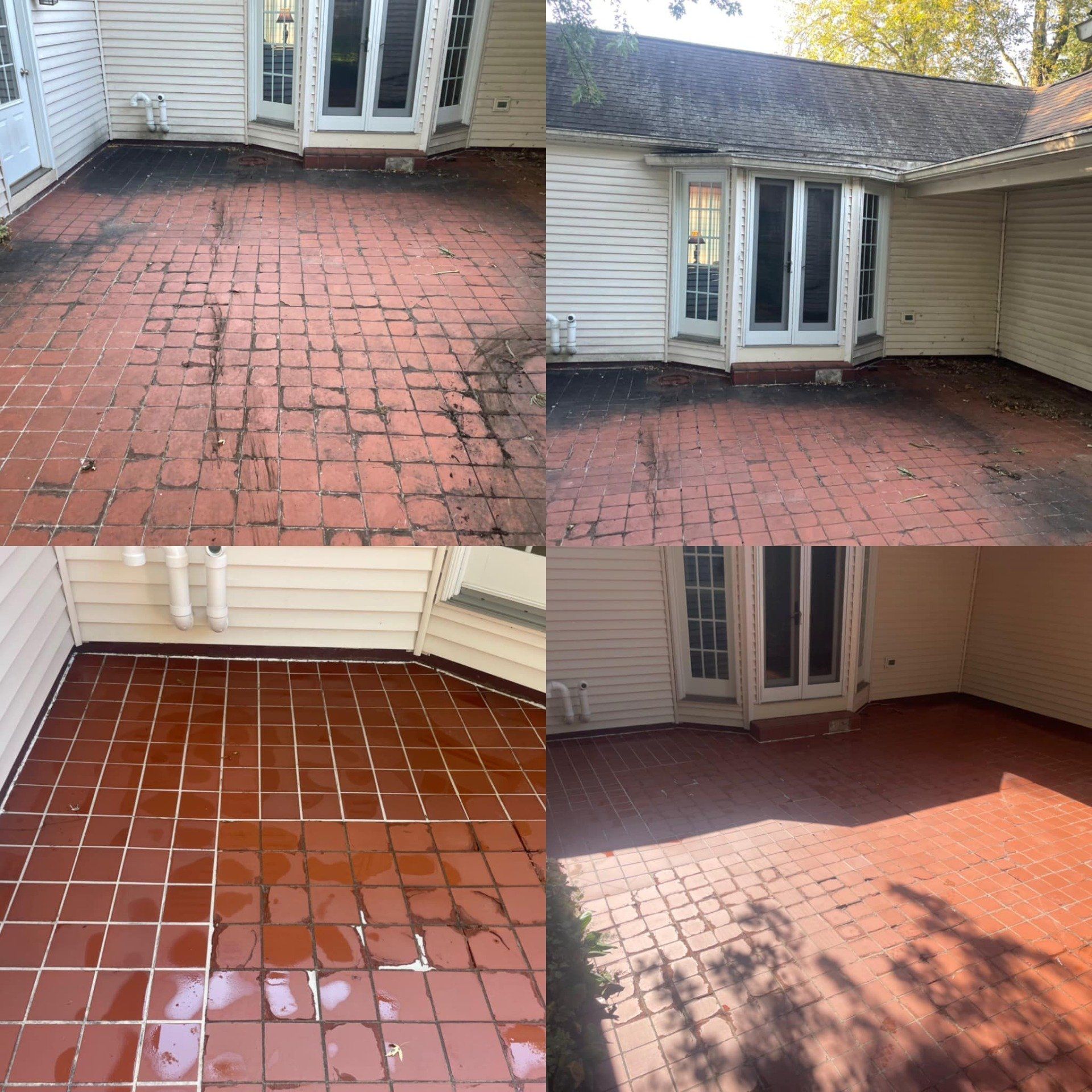 Pressure washing bricks