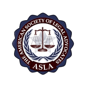 Seal logo of The American Society of Legal Advocates, with scales of justice and laurel wreaths