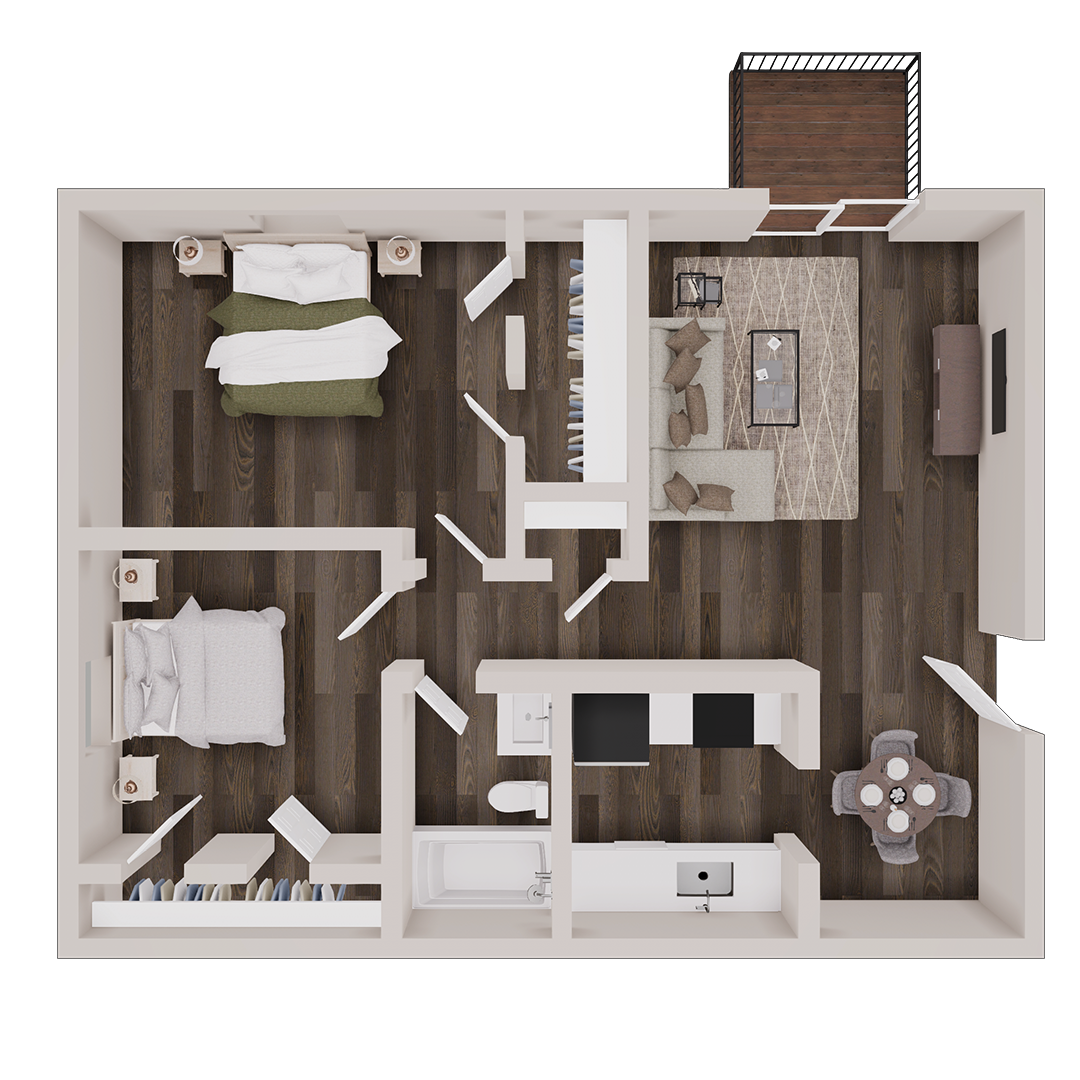 2 BED 1 BATH: $1200/MONTH