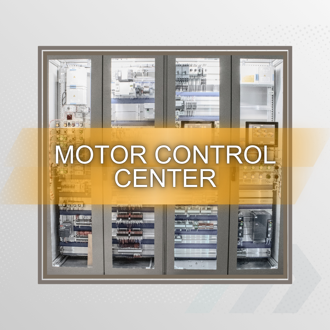 A picture of a motor control center with a yellow border.