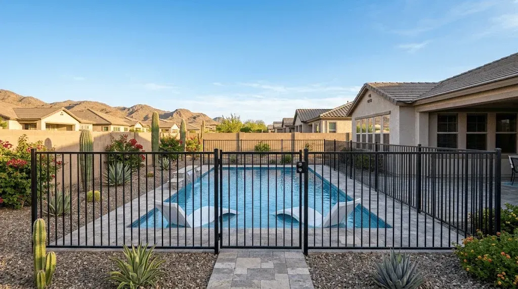 Metal fence by a pool in Yuma, AZ: Is It Legal to Have an Unfenced Pool in Yuma, Arizona?