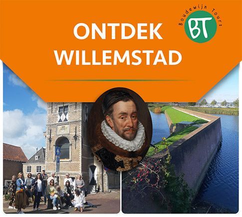 een poster met een afbeelding van een man en de woorden " ontdek willemstad "