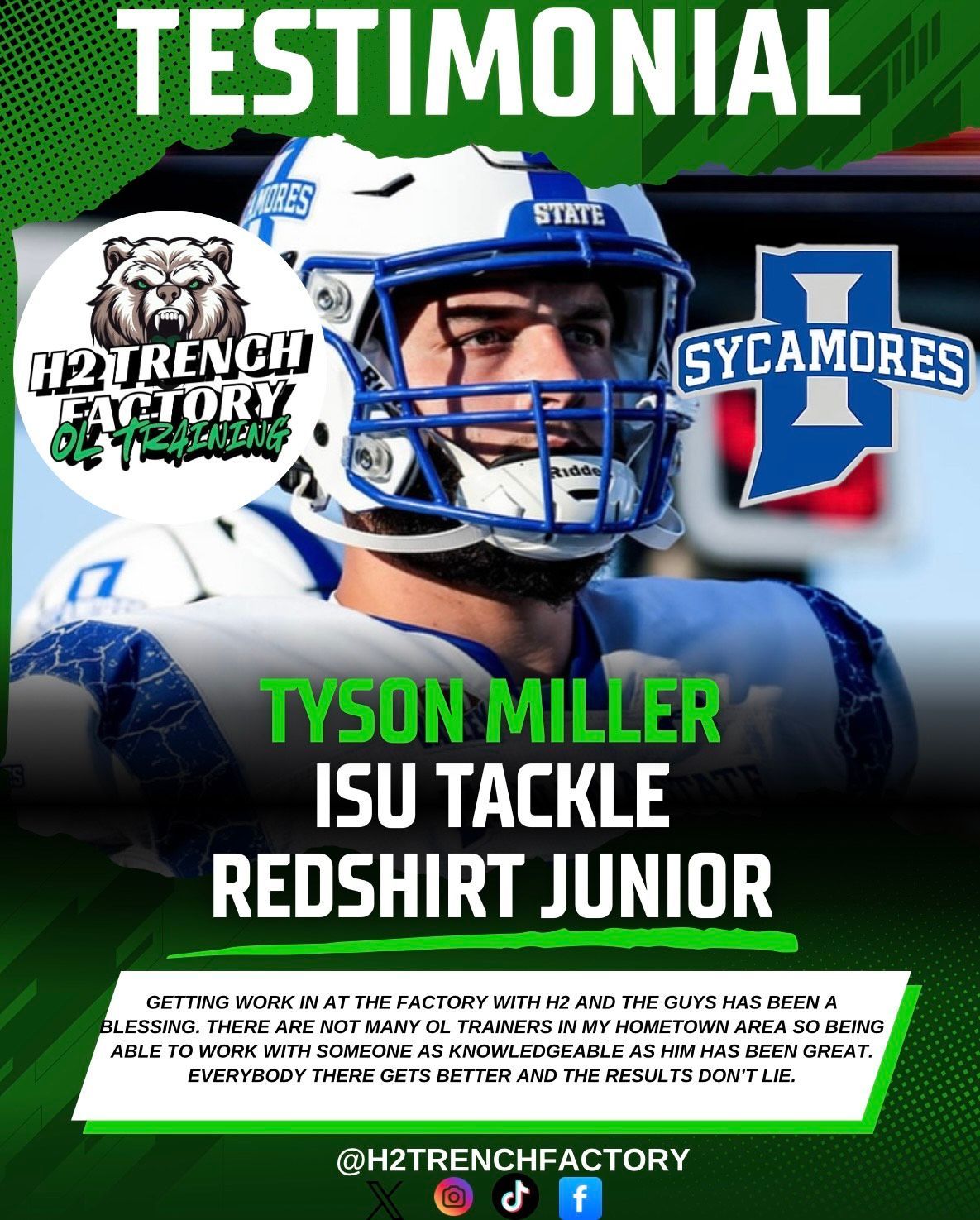 Football player in a blue helmet with 