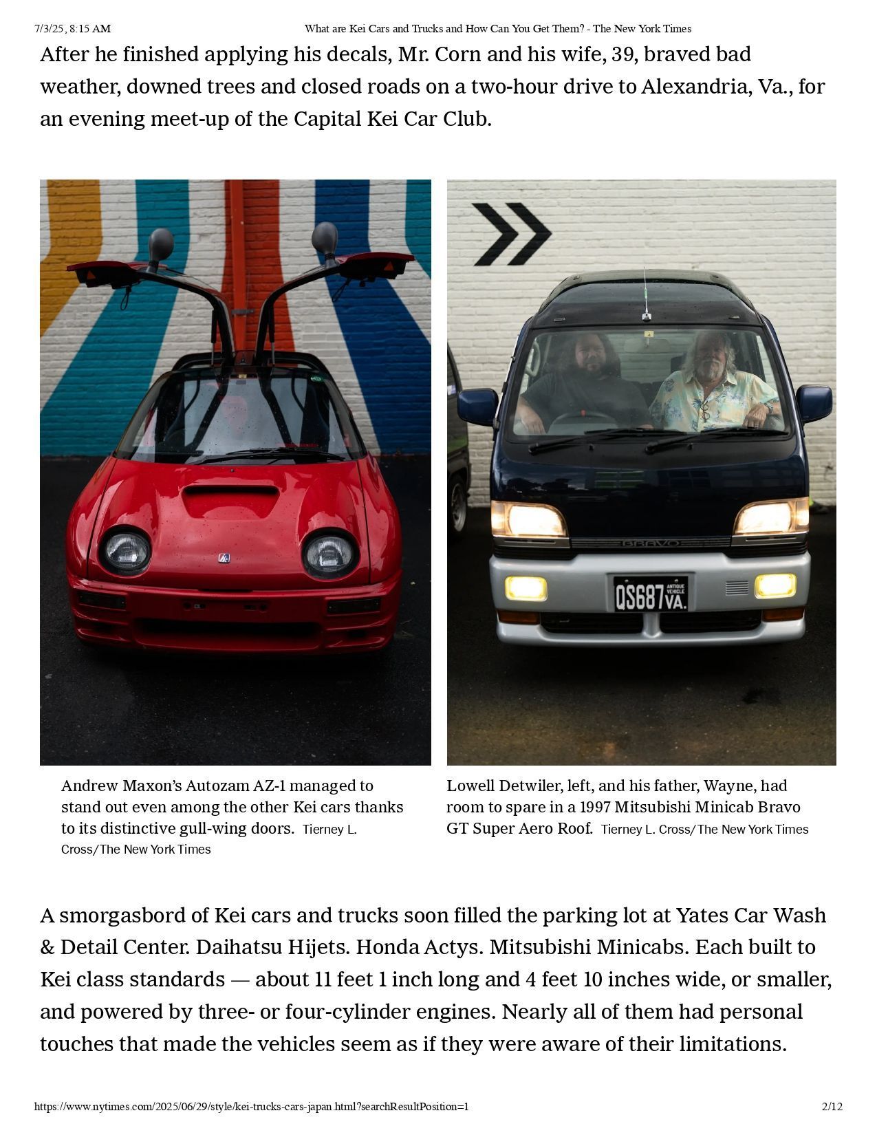 Two small cars, a red sports car with gull-wing doors and a black van, parked side-by-side.