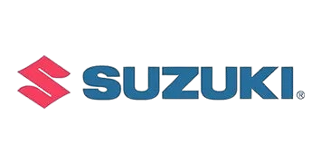 The blue Suzuki wordmark logo accompanied by a stylized red "S" symbol on a white background.