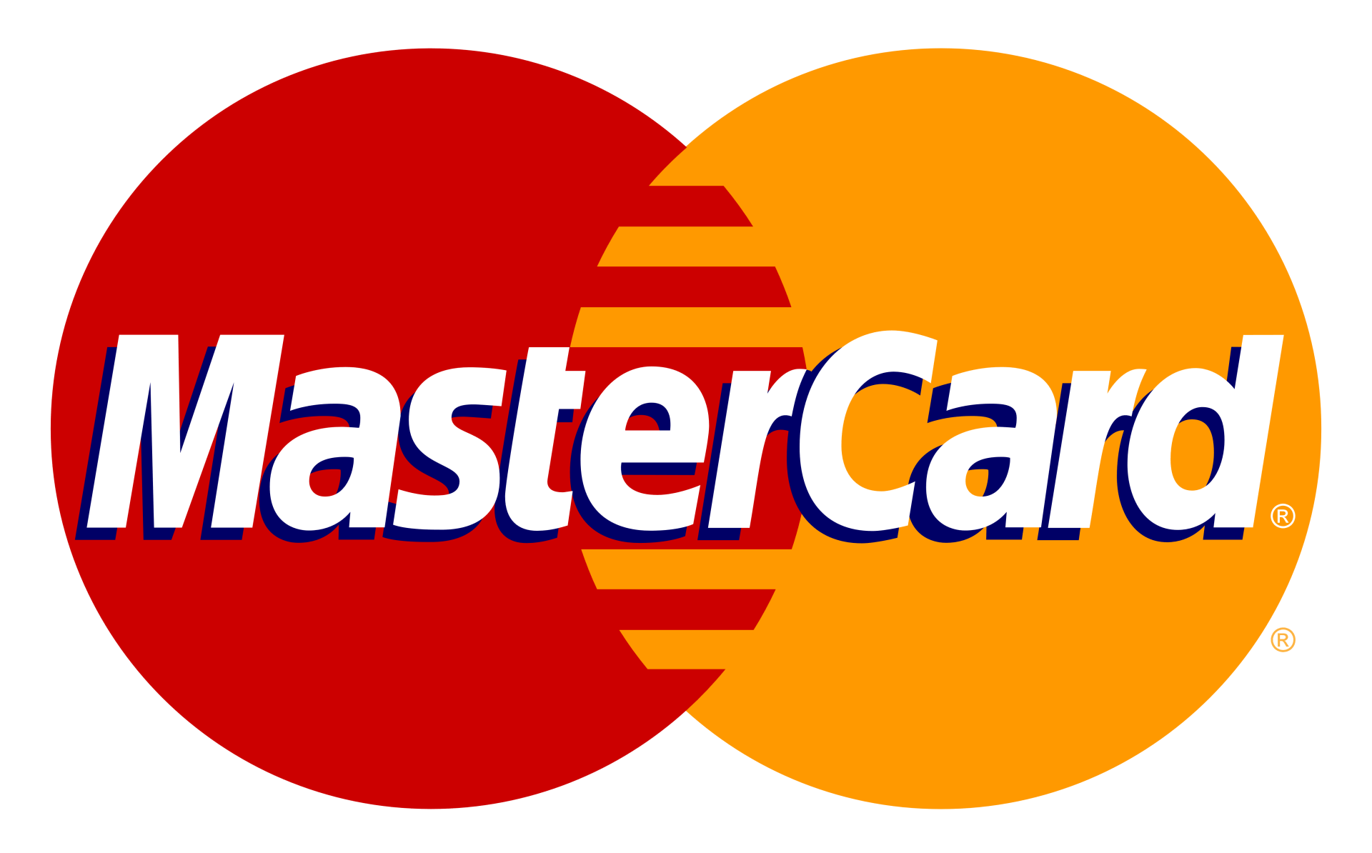 The MasterCard logo featuring two overlapping red and yellow circles with the brand name in white text.
