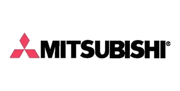 The Mitsubishi logo featuring three red rhombi arranged in a triangle next to the black text "MITSUBISHI."