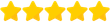 Five yellow star icons in a horizontal row on a white background
