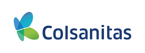Logotipo de Colsanitas con un ícono abstracto de mariposa azul y verde y el nombre de la marca en azul oscuro