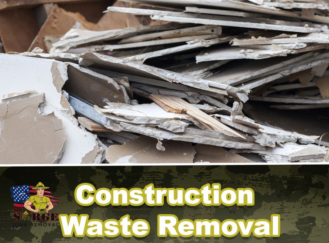 Pile of construction debris; text reads