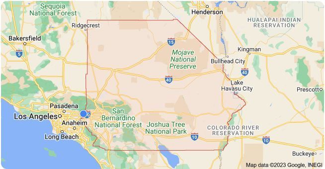 Map of Southern California and Nevada, showing cities, national parks, and the Colorado River.