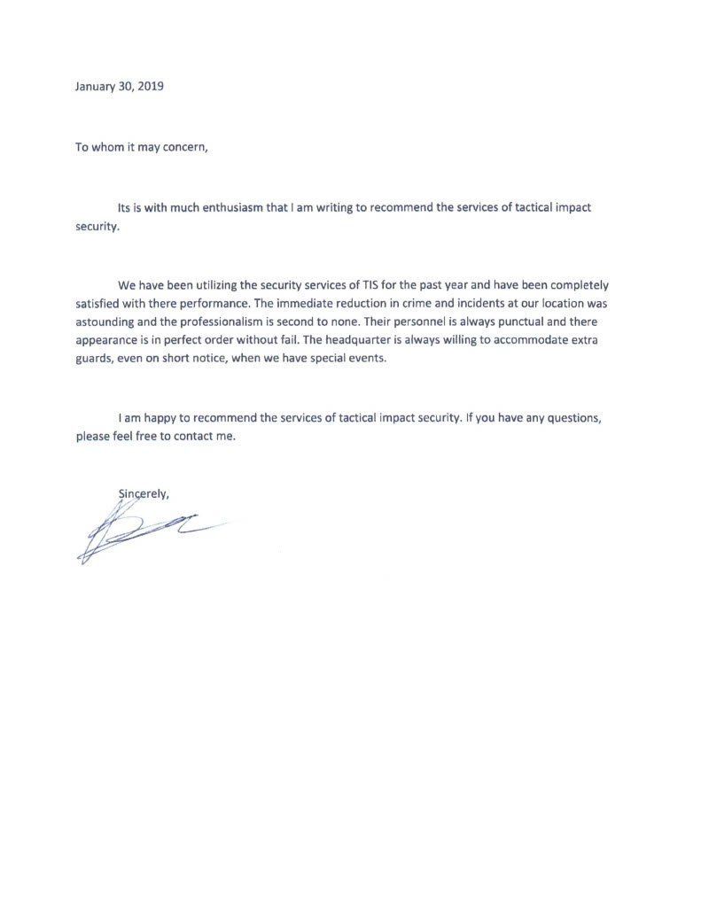 Client Testimonial – Baton Rouge, LA – Tactical Impact Security, LLC
