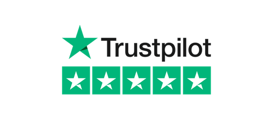 Het Trustpilot-logo met vijf groene sterren, die een beoordeling van vijf sterren vertegenwoordigen.