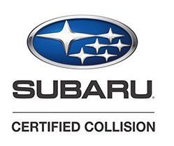 Subaru logo with “Certified Collision” text on a white background