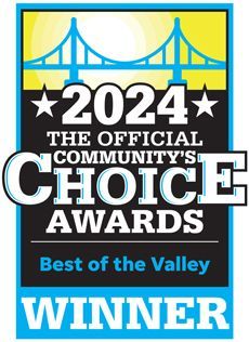 2024 Best of the Valley Community’s Choice Awards winner badge in blue, black, and yellow