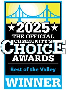 2025 Official Community’s Choice Awards Best of the Valley Winner badge in blue, black, and white