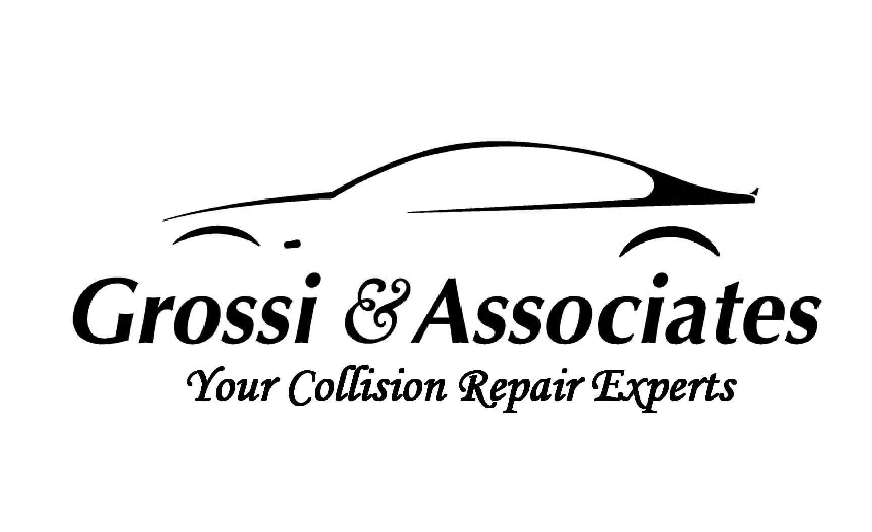 Grossi & Associates logo with car silhouette and tagline "Your Collision Repair Experts"