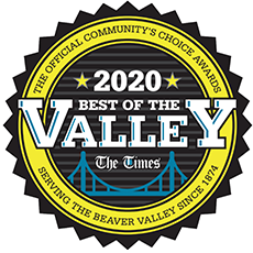 2020 Best of the Valley awards badge logo with black, gold, and white text